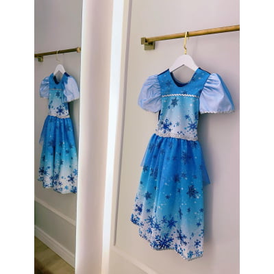 Vestido Fantasia Infantil Princesas Frozen Anna Elsa Festas