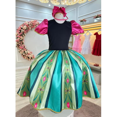 Vestido Fantasia Infantil Princesas Frozen Elsa Anna Festas