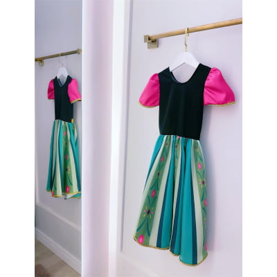Vestido Fantasia Infantil Princesas Frozen Elsa Anna Festas