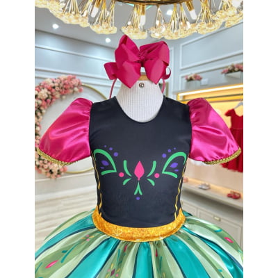 Vestido Fantasia Infantil Princesas Frozen Elsa Anna Festas