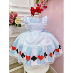 Vestido Infantil Alice no Pais das Maravilhas Festas Luxo