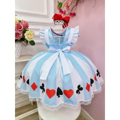 Vestido Infantil Alice no Pais das Maravilhas Festas Luxo