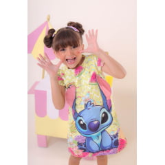Vestido Infantil Amarelo Lilo e Stitch Luxo Festas