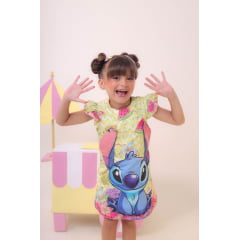 Vestido Infantil Amarelo Lilo e Stitch Luxo Festas