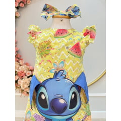 Vestido Infantil Amarelo Lilo e Stitch Luxo Festas
