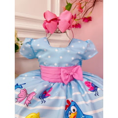 Vestido Infantil Azul da Galinha Pintadinha e Amigos Festas