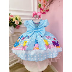 Vestido Infantil Azul da Galinha Pintadinha e Amigos Festas