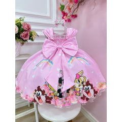 Vestido Infantil Baby Looney Tunes Rosa C/ Laço Festas