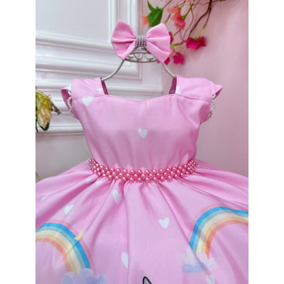 Vestido Infantil Baby Looney Tunes Rosa C/ Laço Festas
