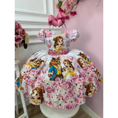 Vestido Infantil Bela e a Fera Baby 3D Super Luxo