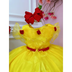 Vestido Infantil Bela e a Fera Festas Aniversários Princesa