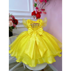 Vestido Infantil Bela e a Fera Festas Aniversários Princesa