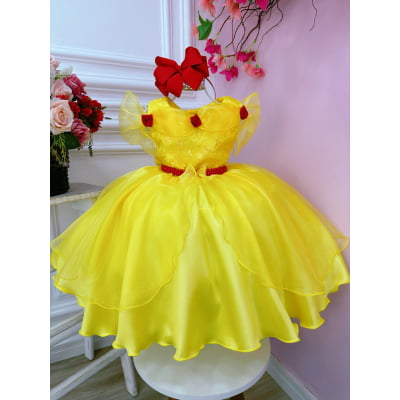 Vestido Infantil Bela e a Fera Festas Aniversários Princesa