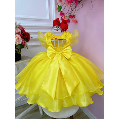 Vestido Infantil Bela e a Fera Festas Aniversários Princesa