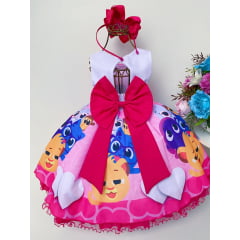 Vestido Infantil Bolofofos Pink Strass Luxo Princesas