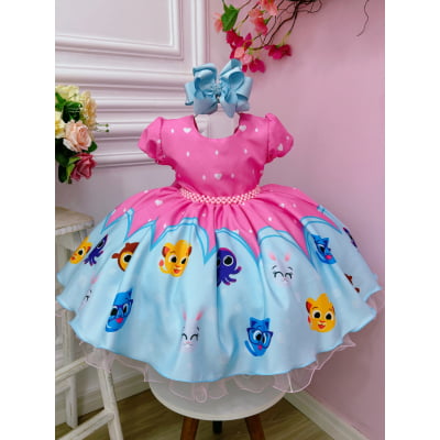 Vestido Infantil Bolofofos Rosa Colorido Festas Luxo
