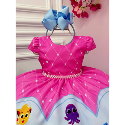 Vestido Infantil Bolofofos Rosa Colorido Festas Luxo Pérolas