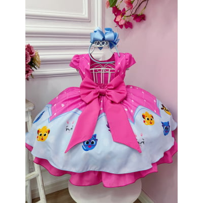 Vestido Infantil Bolofofos Rosa Colorido Festas Luxo Pérolas