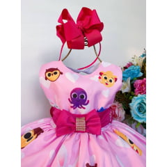 Vestido Infantil Bolofofos Rosa e Pink Luxo Festas