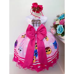 Vestido Infantil Bolofofos Rosa e Pink Luxo Festas