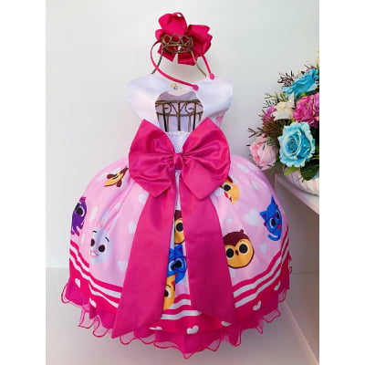 Vestido Infantil Bolofofos Rosa e Pink Luxo Festas