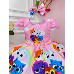 Vestido Infantil Bolofofos Rosa Festas Luxo Com Laço