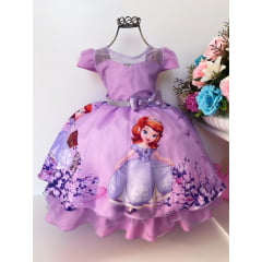 Vestido Infantil Lilás Princesa Sofia Rapunzel Com Capa Brilho Cinto de  Pérolas - Rosa Charmosa Atacado