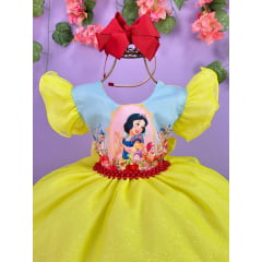 Vestido Infantil Branca de Neve e os 7 anões Colorido Festas