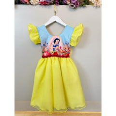 Vestido Infantil Branca de Neve e os 7 anões Colorido Festas