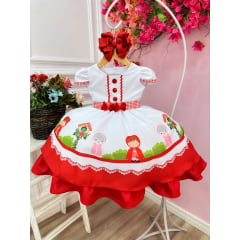 Vestido Infantil Chapeuzinho Vermelho C/ Capuz