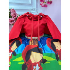 Vestido Infantil Chapeuzinho Vermelho Floral com Capuz