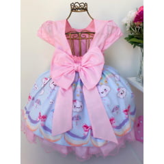 Vestido Infantil Chuva de Amor Nuvem Laços Princesas Festa