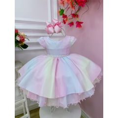 Vestido Infantil Bebê Chuva de Amor Peito Strass e Pérolas