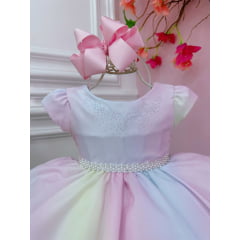 Vestido Infantil Bebê Chuva de Amor Peito Strass e Pérolas