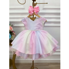 Vestido Infantil Bebê Chuva de Amor Peito Strass e Pérolas