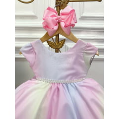 Vestido Infantil Bebê Chuva de Amor Peito Strass e Pérolas