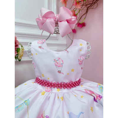 Vestido Infantil Circo Elefante e Bailarina Rosa Azul Luxo