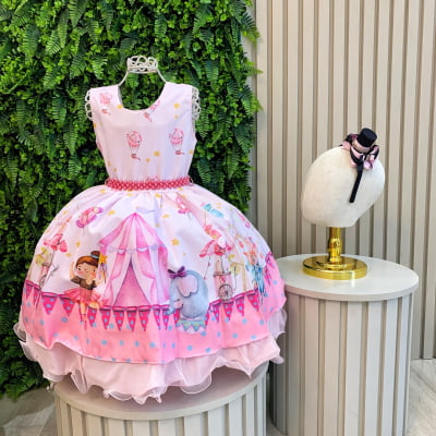 Vestido Infantil Circo + Tiara Vestido Infantil Circo + Tiara