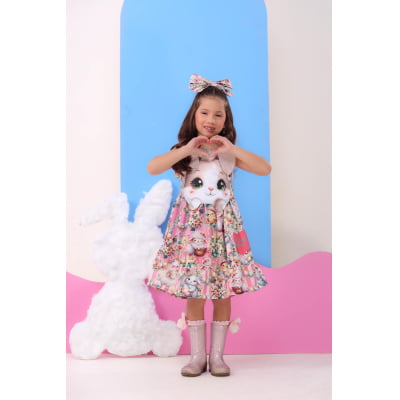 Vestido Infantil Coelhinho da Páscoa Luxo Festas