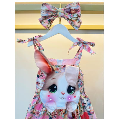 Vestido Infantil Coelhinho da Páscoa Luxo Festas