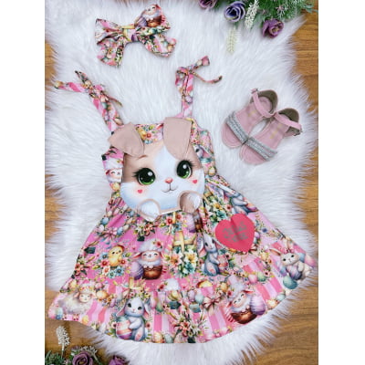 Vestido Infantil Coelhinho da Páscoa Luxo Festas