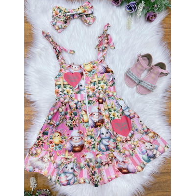 Vestido Infantil Coelhinho da Páscoa Luxo Festas