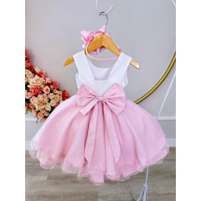 Vestido Infantil Coelho da Páscoa Saia C/ Glitter Luxo