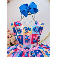 Vestido Infantil Colorido Lilo Stitch e Angel Festas
