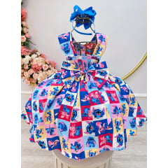 Vestido Infantil Colorido Lilo Stitch e Angel Festas