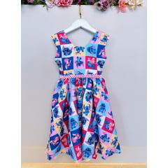 Vestido Infantil Colorido Lilo Stitch e Angel Festas