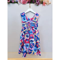 Vestido Infantil Colorido Lilo Stitch e Angel Festas