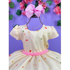 Vestido Infantil Divertidamente Amarelo Colorido Festas