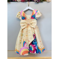 Vestido Infantil Divertidamente Amarelo Colorido Festas
