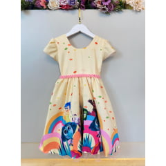 Vestido Infantil Divertidamente Amarelo Colorido Festas